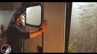 ASMR Severe Weather Cabin Camp - Ice Sleet Thunderstorms Flooding - Camping Adve