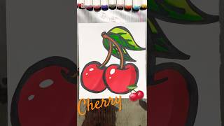 Drawing a cherry in only a few steps, easy for beginners! #cherrydrawing #viralshorts