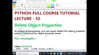 PYTHON LECTURE - 52 | Delete Object Properties| Python Code To Delete Property(@EnhanceCodeLearning