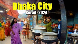 Walking A Small Poor Village In a Rich City | Korail Basti | Dhaka Walking | Bangladesh-2024