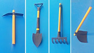 Paper Mini Gardening Tools | Paper Spade | Paper Rake | Paper PickAxe | Paper Shovel