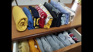 How to fold t shirt การพับเสื้อยืดให้หยิบง่าย หาง่าย เป็นระเบียบ,Organization ,ClosetOrganiztion