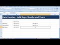 excel date function to add months to date to add days to date and add years to date