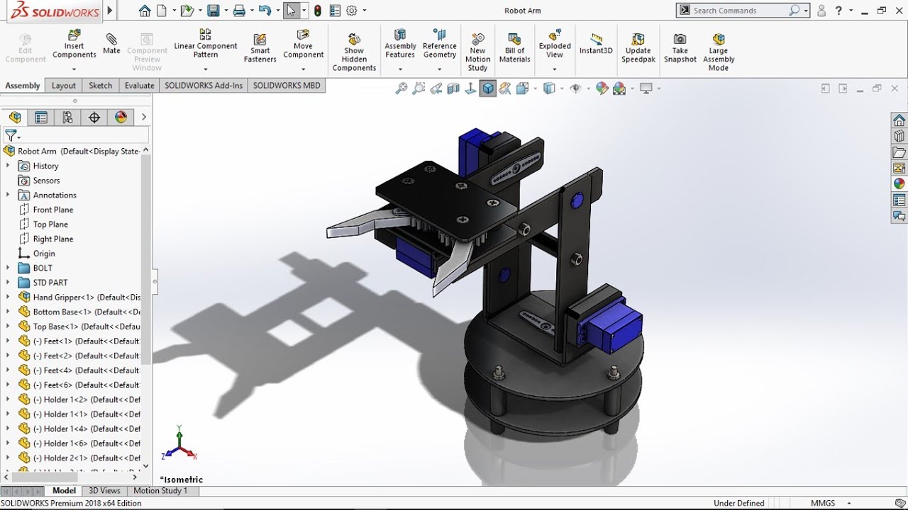 Design A Robot Arm Use Solidworks Youtube