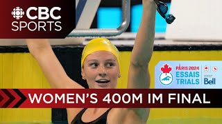 Summer McIntosh breaks own world record in 400m IM at Canadian swim trials | CBC