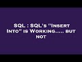 SQL : SQL's 