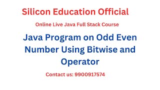 Odd Even Number Using Bitwise and Operator (Join Online & Offline Java Full Stack Course)