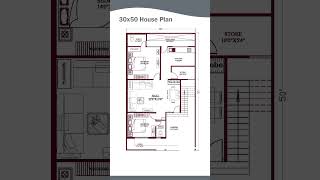 30’× 50’ house plan, 30 by 50 home plan, 30*50 house plan with car parking #homedesign #homeplan