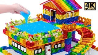 ASMR Video | Building Modern Technology House With Garden And Swimming Pool From Magnet Balls