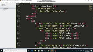 Responsive dropdown navigation menu using HTML 5 , CSS and javascript (Part 3/4)