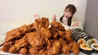 【大食い】カリカリチキン海苔巻きラーメン【もえあず】