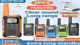 2pcs Baofeng F22 Mini Walkie Talkie PMR FRS Long Range Rechargable Portable Kids