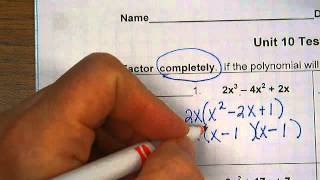 ALGEBRA 1 Unit 10 Test Review 1-2 FACTOR 2X^3 - 4X^2 + 2X