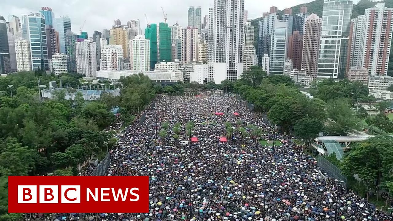 Aerial Footage Shows Extent Of Hong Kong Protest - BBC News - YouTube