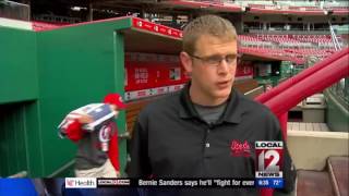 Adam Clements works with Reds GABP grounds crew