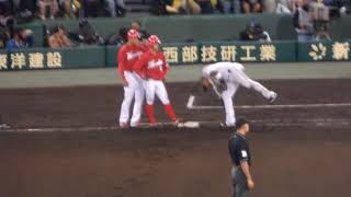 R1.05.17　9回表　代打の磯村ﾋｯﾄ、野間の四球で2死満塁　阪神×広島　甲子園