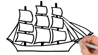 How to Draw Sailing Ship Easy