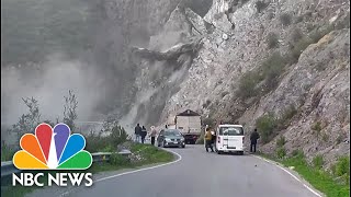 Watch: Dramatic video captures landslide on Peruvian highway