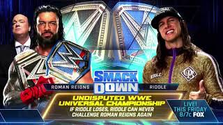 WWE Smackdown June 17 2022 Riddle vs Roman Reigns Official Match Card