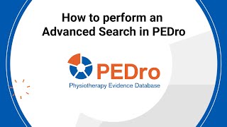 How to perform an Advanced Search in PEDro – English