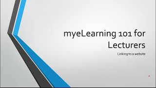 Linking to a Website in your myeLearning Course - Adding URLs