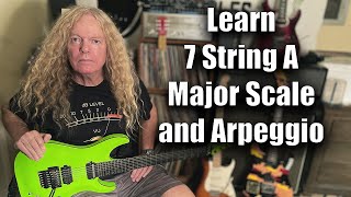 Learn 7 String A Major Scale and Arpeggio in under 2 minutes