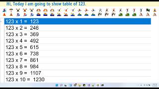 Table Of 123