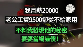 我月薪20000，老公工資9500卻從不給家用，不料我發現他的秘密，婆婆當場嚇傻，結局反轉#悠然歲月#為人處世 #生活經驗 #情感故事#子女不孝#老人頻道