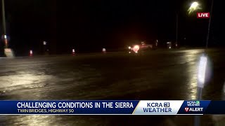 Highway 50 seeing less issues in the Sierra, but roads remain slick