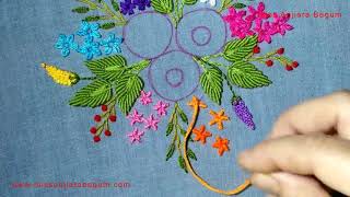 Hand Embroidery with ribbon Work, ribbon Embroidery, Thread and ribbon Embroidery, ribbon Design-205