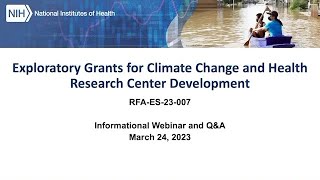 Exploratory Grants for Climate Change and Health Research Center Development Webinar (03/23/2023)