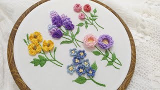 [프랑스자수] 단독으로 사용할 수 있는 꽃자수 (도안 제공) / flower embroidery(free pattern)