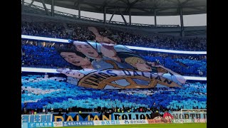 An Argentine inside Chinese stadium with Dalian Yingbo football fans 大连英博足球俱乐部