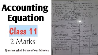 Accounting Equation लेखा समिकरण||Class 11||Principles of Accounting||Question & Solution|| AG TV