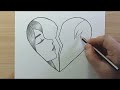 couple drawing drawing of a boy and girl with a broken heart girl u0026 boy drawing how to draw