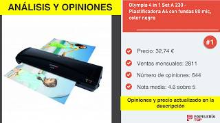 Análisis y opiniones ▷ Olympia 4 in 1 Set A 230 - Plastificadora A4 con fundas 80 mic, color negro