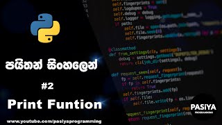 Print Function Python Tutorial in Sinhala Learn Basic of Python Programming #2 Video