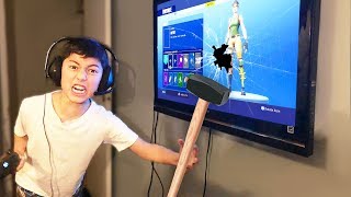 dad deletes sons fortnite account.. (he smashes tv)