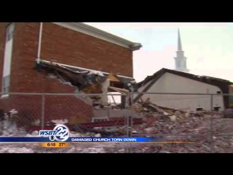 Damaged Church Torn Down - YouTube