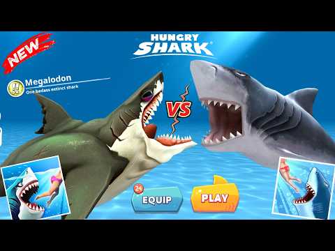 El Megalodon Vs El Megalodon Gemeplay – Hungry Shark Evolution VS Hungry Shark World