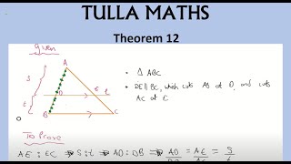 Theorem 12 Proof. Line parallel to a side of a triangle (Leaving Cert)