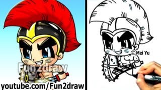 How to Draw Cartoon People - Gladiator Warrior - Fun Things to Draw - Fun2draw Online Drawing Lesson
