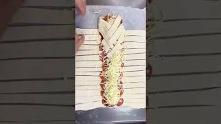 Inside Out Pizza Braid - Easy and makes a lot of servings. Bake at 425* for 10 to 15 minutes.