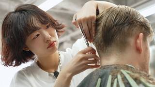 💈(ASMR) Japanese Lady Barber Momoka’s Full Service – Scissors, Shampoo & Shave