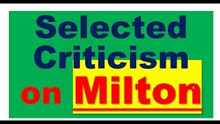 Selected Criticism on Milton