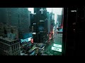 rainy new york cityscape open window times square for work study sunset to sunrise 12 hours