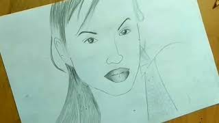Drawing and shading female face l Angelina Jolie