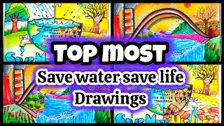 World Water Day Poster Drawing / Save Water Save Life Drawing / Save Water Save Earth Drawing Easy