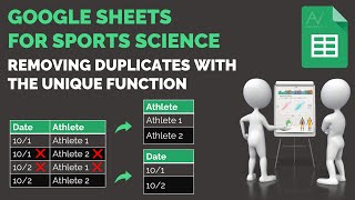 Google Sheets Tutorial for Sports Science: Remove Duplicates with the UNIQUE function