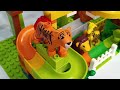 satisfying building blocks marble run asmr block coaster tree house elephant and many animals 18